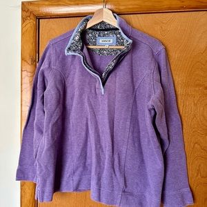 Orvis Women's Purple Long Sleeve Quarter Zip Cotton-Blend Pullover